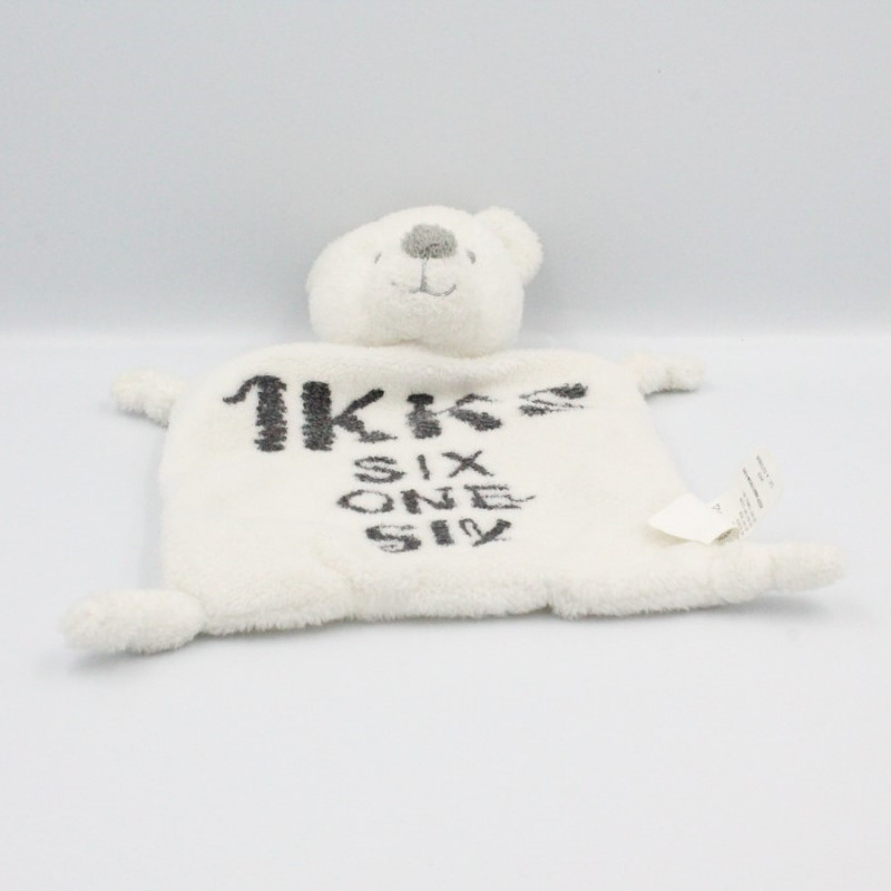 Doudou plat ours blanc gris SIx One Six IKKS