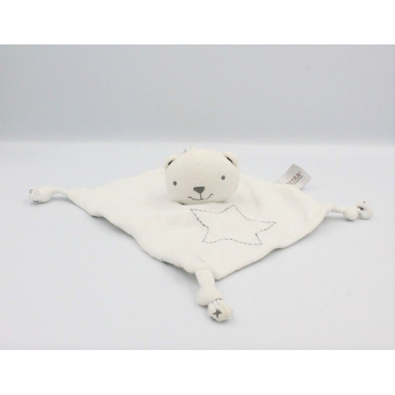Doudou plat ours blanc gris étoiles ORCHESTRA