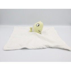 Doudou plat poisson jaune gris blanc rayé SERGENT MAJOR