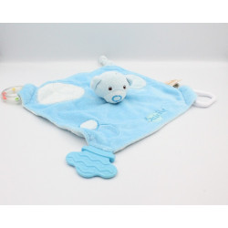 Doudou plat ours bleu hochet dentition BABY NAT