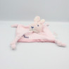 Doudou Plat carré noeuds Lapin rose PICOT