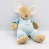 Doudou souris bleu rayé coeur MOTS D'ENFANTS