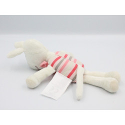 Doudou ane cheval blanc rose rayé VERTBAUDET