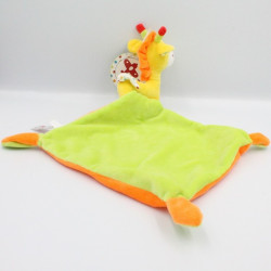 Doudou plat girafe jaune orange vert étoiles NICOTOY