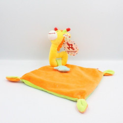 Doudou plat girafe jaune orange vert étoiles NICOTOY