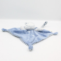 Doudou plat Zébre bleu rayé étoiles NICOTOY