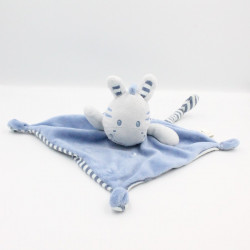 Doudou plat Zébre bleu rayé étoiles NICOTOY