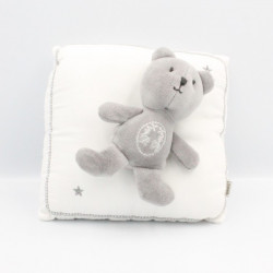 Doudou musical coussin blanc ours gris DPAM DU PAREIL AU MEME