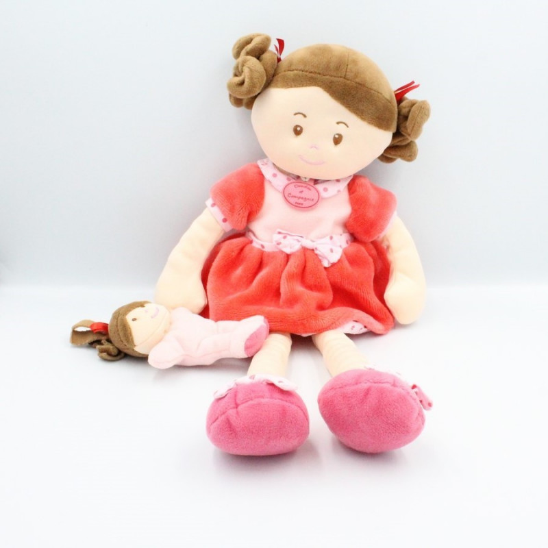Doudou et compagnie poupée fille rose rouge pois Les Demoiselles Gourmandise