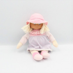 Doudou poupée rose mauve rayé pois COROLLE