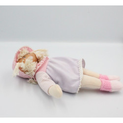 Doudou poupée rose mauve rayé pois COROLLE