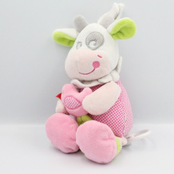 Doudou musical vache rose blanche pois MOTS D'ENFANTS