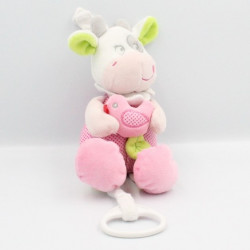 Doudou musical vache rose blanche pois MOTS D'ENFANTS