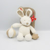 Doudou lapin blanc foulard beige balle étoile NICOTOY