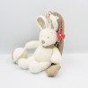 Doudou lapin blanc foulard beige balle étoile NICOTOY
