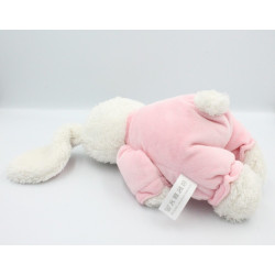 Doudou lapin blanc rose fleurs abeille TEX