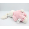 Doudou lapin blanc rose fleurs abeille TEX