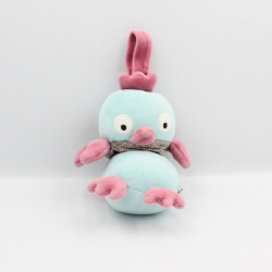 Doudou musical oiseau bleu rose marron pois DPAM