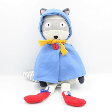 Doudou Raton Laveur Gris Cape Bleu Vertbaudet