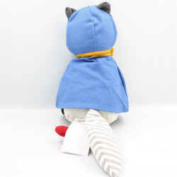 Doudou raton laveur gris cape bleu VERTBAUDET 