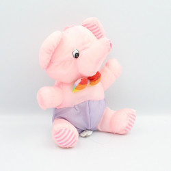 peluche Puffalump éléphant rose mauve noeud papillon BIKIN