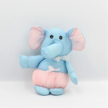 Peluche Puffalump éléphant bleu rose JEMINI