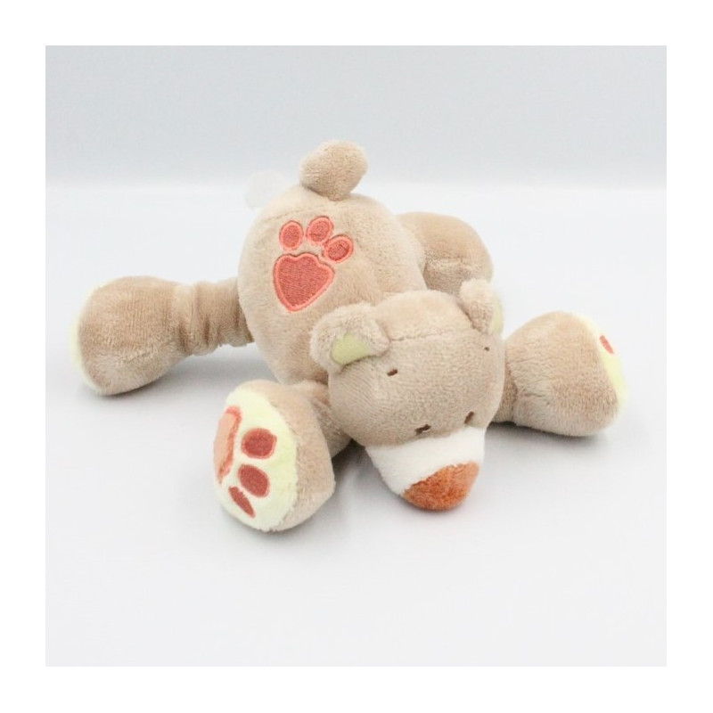 Doudou ours beige jaune empreintes Pol NATTOU