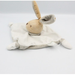 Doudou plat lapin blanc gris MES PETITS CAILLOUX CMP