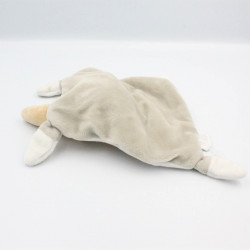 Doudou plat lapin blanc gris MES PETITS CAILLOUX CMP