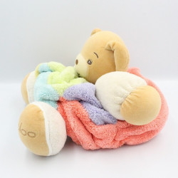 Doudou ours plume beige blanc bleu vert orange jaune KALOO