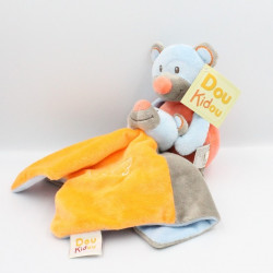 Doudou ours bleu rose orange gris DOUKIDOU