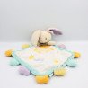 Doudou plat lapin bleu mauve blanc Super Doudou BABY NAT