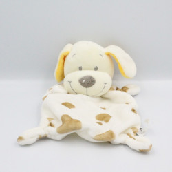 Doudou plat chien blanc taches marron NICOTOY