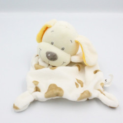 Doudou plat chien blanc taches marron NICOTOY