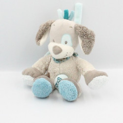Doudou musical chien gris bleu train Gaston et Cyril NATTOU 22 cm