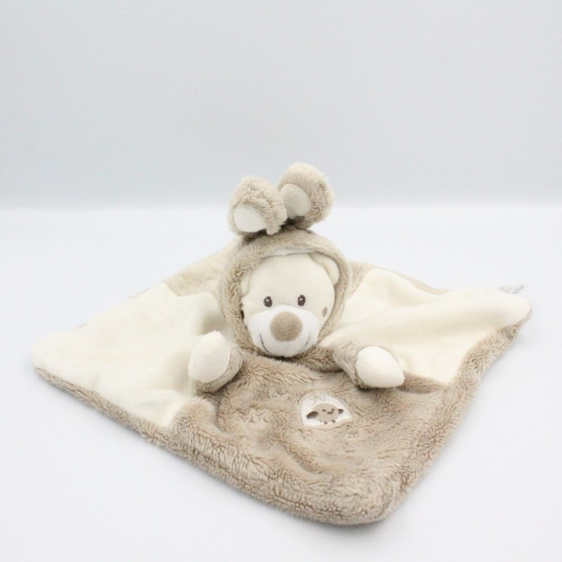 Doudou plat ours déguisé en lapin beige blanc écru SIMBA TOYS
