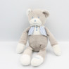 Doudou ours gris blanc gilet rayé bleu Musti de Mustela LOT DE 2