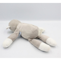 Doudou ours gris blanc gilet rayé bleu Musti de Mustela LOT DE 2