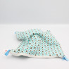 Doudou plat ours blanc bleu pois oiseau NICOTOY