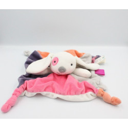 Doudou plat lapin rose violet gris orange blanc OBAIBI