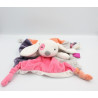 Doudou plat lapin rose violet gris orange blanc OBAIBI