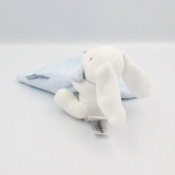 Doudou et compagnie lapin blanc bleu noeud mouchoir