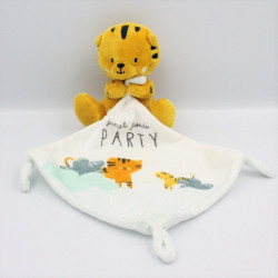 Doudou chat tigre orange mouchoir Jungle friends party SIMBA TOYS KIABI