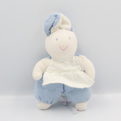 Doudou lapin bleu tablier blanc HISTOIRE D'OURS