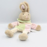 Doudou plat marionnette lapin beige rose vert écru SIRETEX