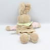 Doudou plat marionnette lapin beige rose vert écru SIRETEX
