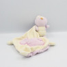 Doudou pingouin manchot mauve rose jaune mouchoir JEMINI