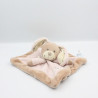 Doudou plat carré lapin beige rose NICOTOY