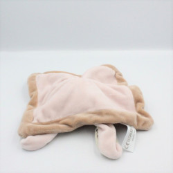 Doudou plat carré lapin beige rose NICOTOY