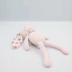 Doudou lapin rose fleurs GRAIN DE BLE